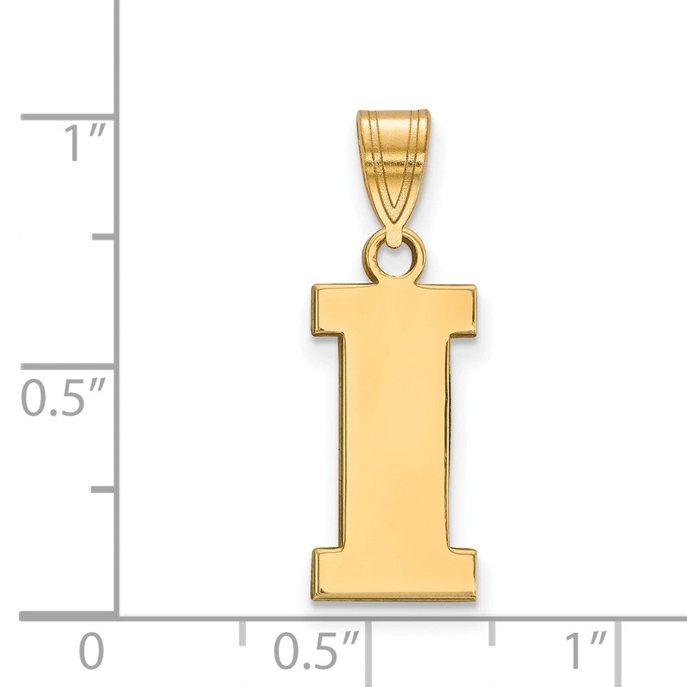 Sterling Silver Gold-plated LogoArt University of Iowa Letter I Medium Pendant