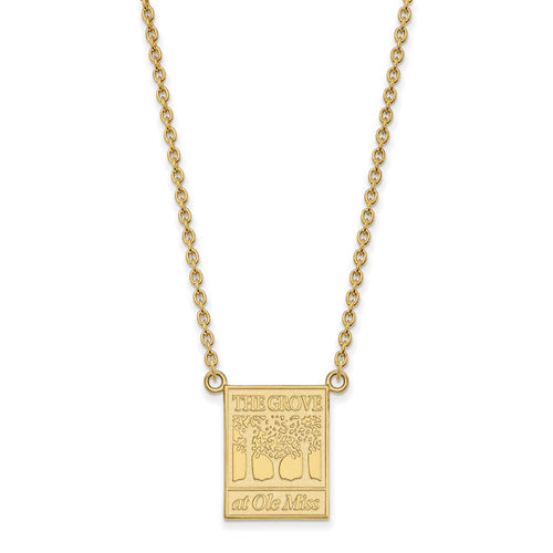 10k Gold LogoArt University of Mississippi The Grove at Ole Miss Large Pendant 18 inch Necklace