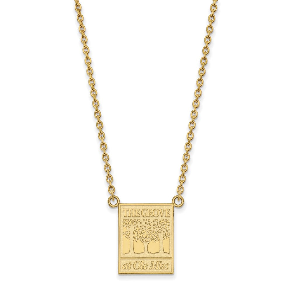 14k Gold LogoArt University of Mississippi The Grove at Ole Miss Large Pendant 18 inch Necklace