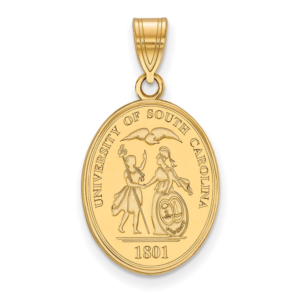 Sterling Silver Gold-plated LogoArt University of South Carolina Large Crest Pendant
