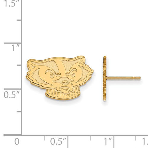 10k Gold LogoArt University of Wisconsin Badger Small Post Earrings