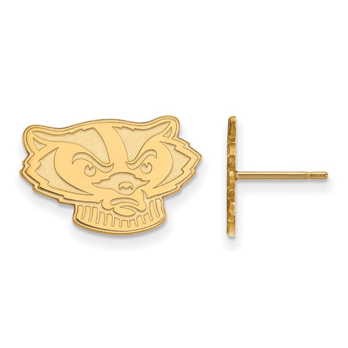 10k Gold LogoArt University of Wisconsin Badger Small Post Earrings