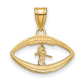 Sterling Silver Gold-plated LogoArt West Virginia University Mountaineer Football Pendant