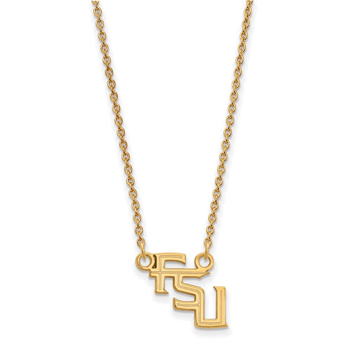 10k Gold LogoArt Florida State University F-S-U Small Pendant 18 inch Necklace