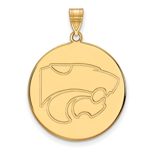 10k Gold LogoArt Kansas State University Wildcat Extra Large Disc Pendant