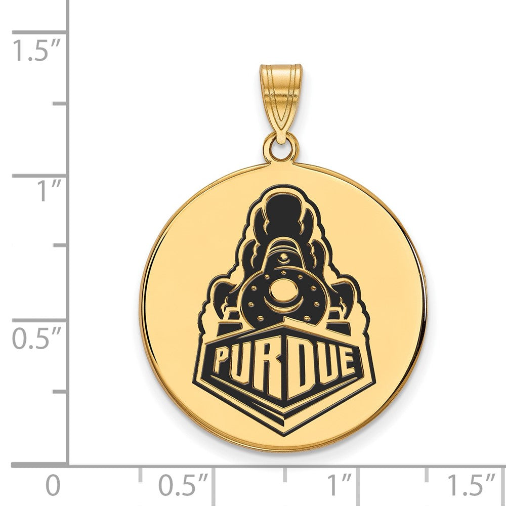 Sterling Silver Gold-plated LogoArt Purdue University Boilermakers Train Logo Extra Large Enameled Disc Pendant