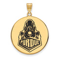 Sterling Silver Gold-plated LogoArt Purdue University Boilermakers Train Logo Extra Large Enameled Disc Pendant