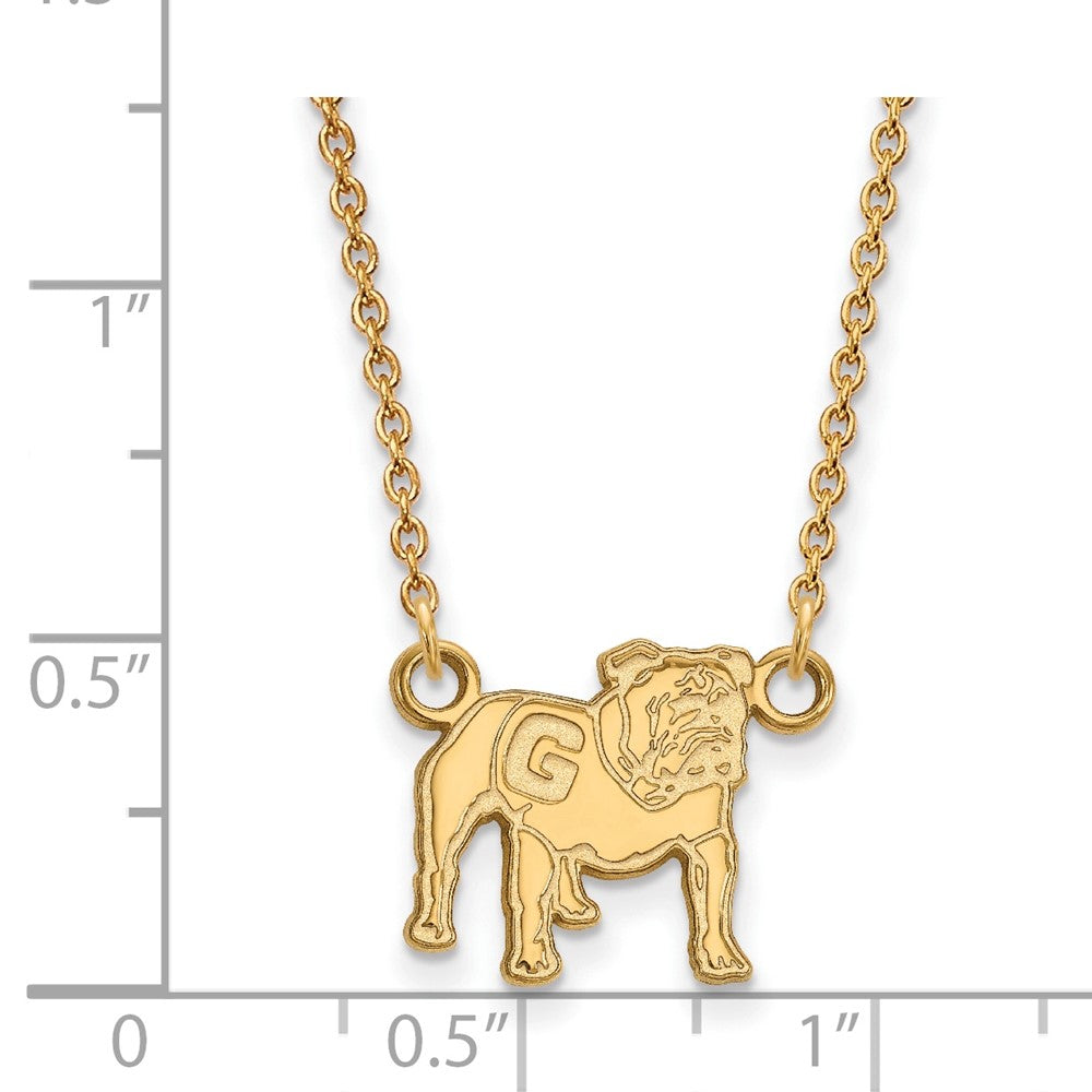 10k Gold LogoArt University of Georgia Bulldog Small Pendant 18 inch Necklace