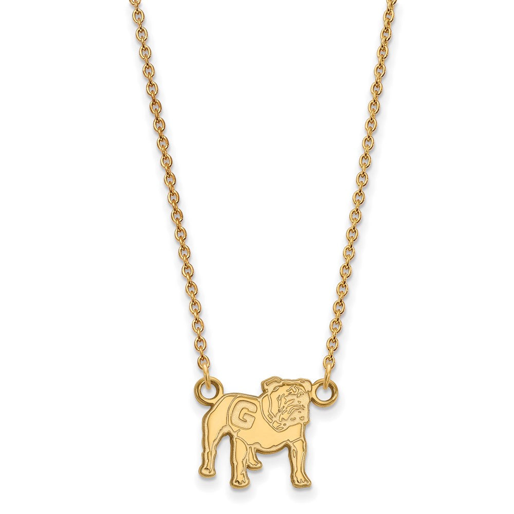 10k Gold LogoArt University of Georgia Bulldog Small Pendant 18 inch Necklace