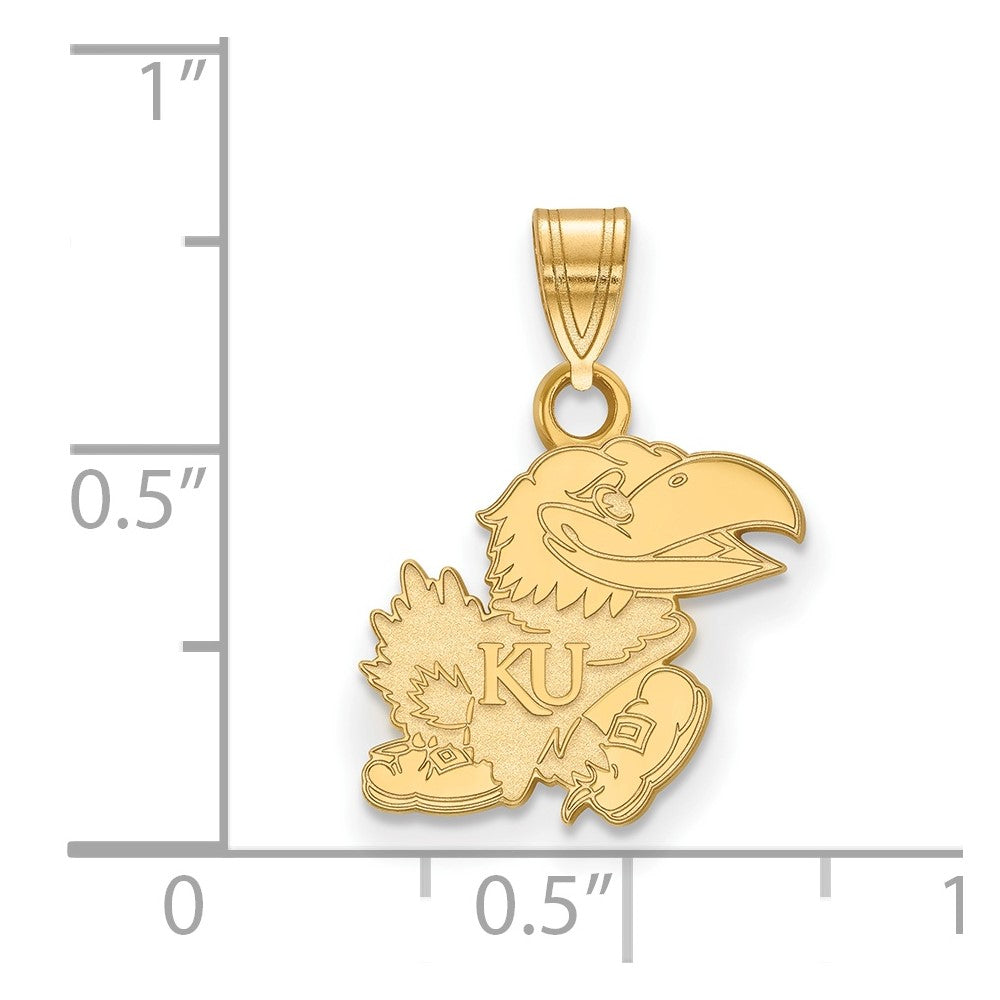 10k Gold LogoArt University of Kansas Jayhawk Small Pendant