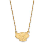 Sterling Silver Gold-plated LogoArt University of Wisconsin Badger Small Pendant 18 inch Necklace