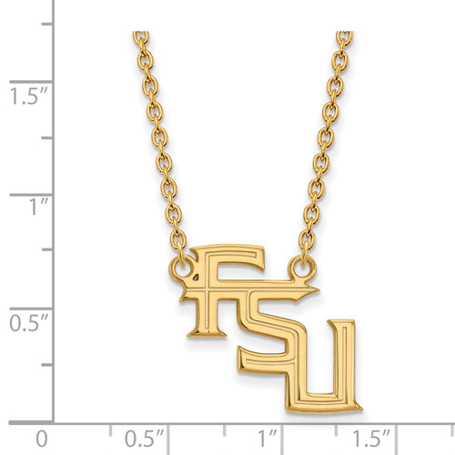 10k Gold LogoArt Florida State University F-S-U Large Pendant 18 inch Necklace