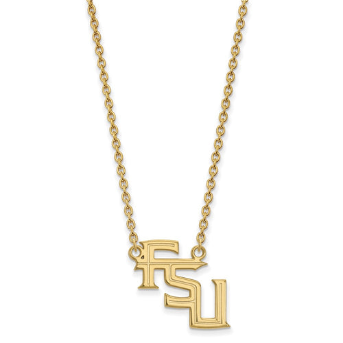 10k Gold LogoArt Florida State University F-S-U Large Pendant 18 inch Necklace