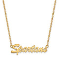 Sterling Silver Gold-plated LogoArt Michigan State University Spartans Script Medium Pendant 18 inch Necklace