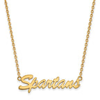 Sterling Silver Gold-plated LogoArt Michigan State University Spartans Script Medium Pendant 18 inch Necklace