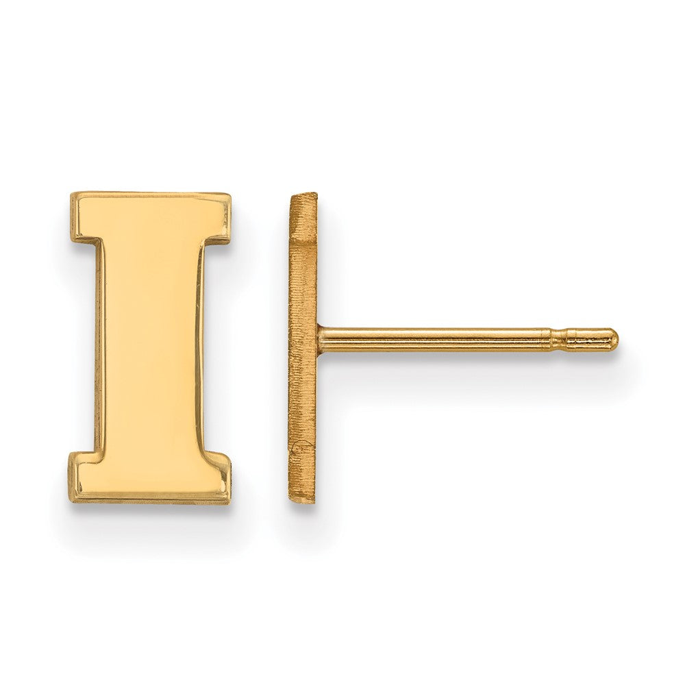 Sterling Silver Gold-plated LogoArt University of Iowa Letter I Extra Small Post Earrings