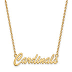 Sterling Silver Gold-plated LogoArt University of Louisville Cardinals Script Medium Pendant 18 inch Necklace