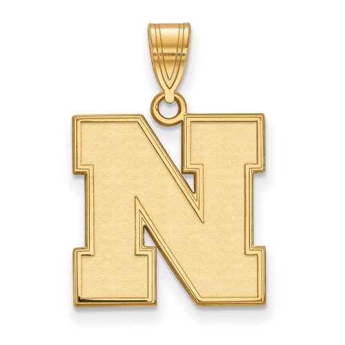10k Gold LogoArt University of Nebraska Letter N Medium Pendant