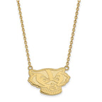 14k Gold LogoArt University of Wisconsin Badger Large Pendant 18 inch Necklace