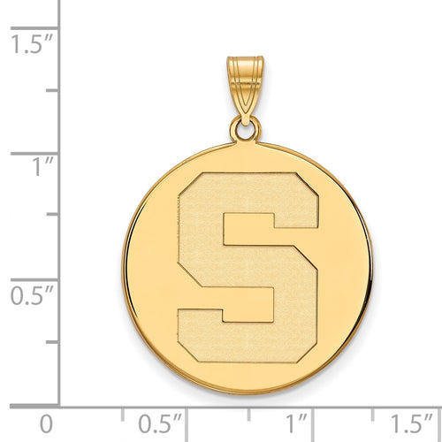 10k Gold LogoArt Michigan State University Letter S Extra Large Disc Pendant