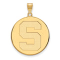 Sterling Silver Gold-plated LogoArt Michigan State University Letter S Extra Large Disc Pendant