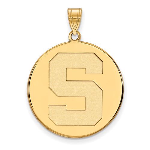 10k Gold LogoArt Michigan State University Letter S Extra Large Disc Pendant