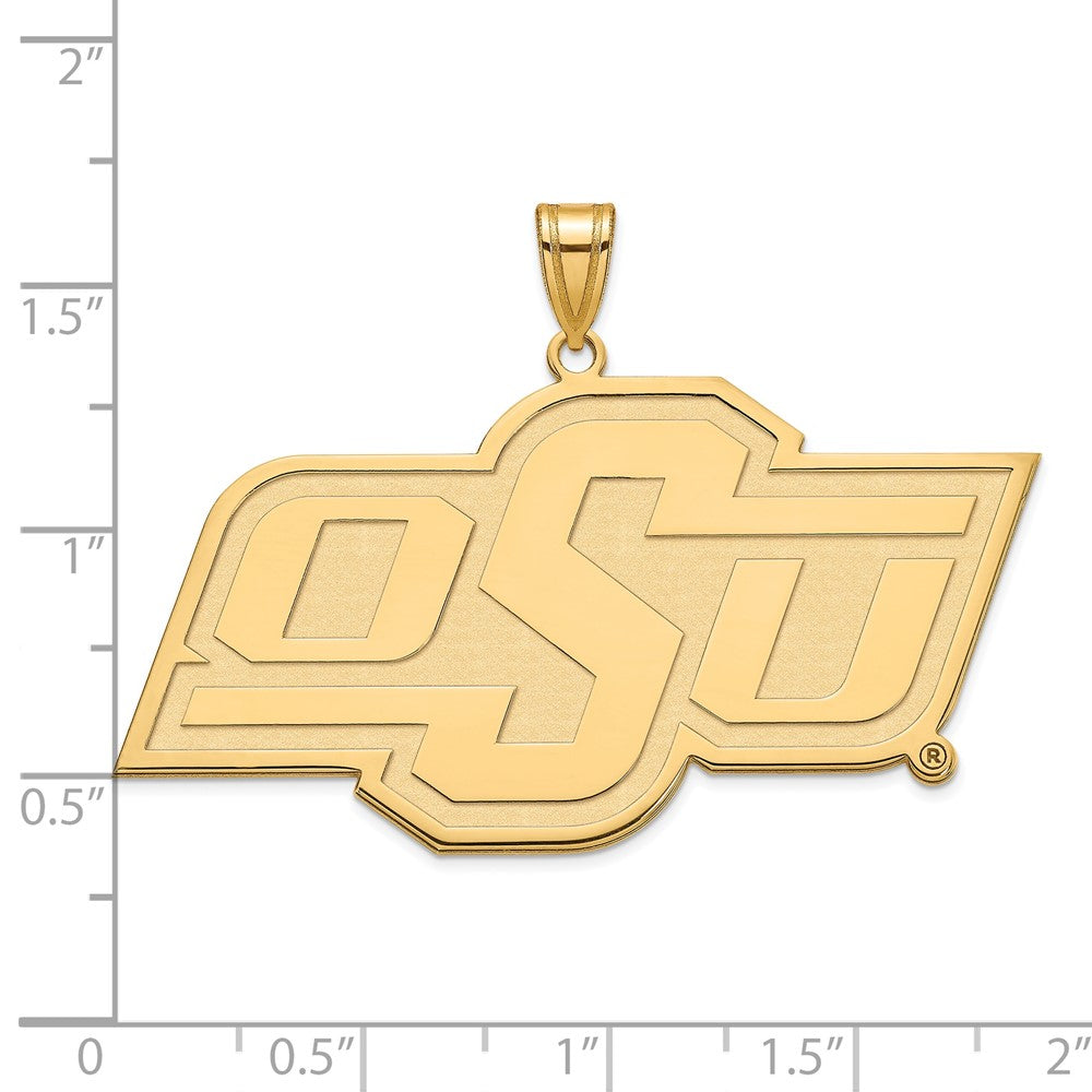 Sterling Silver Gold-plated LogoArt Oklahoma State University O-S-U Extra Large Pendant