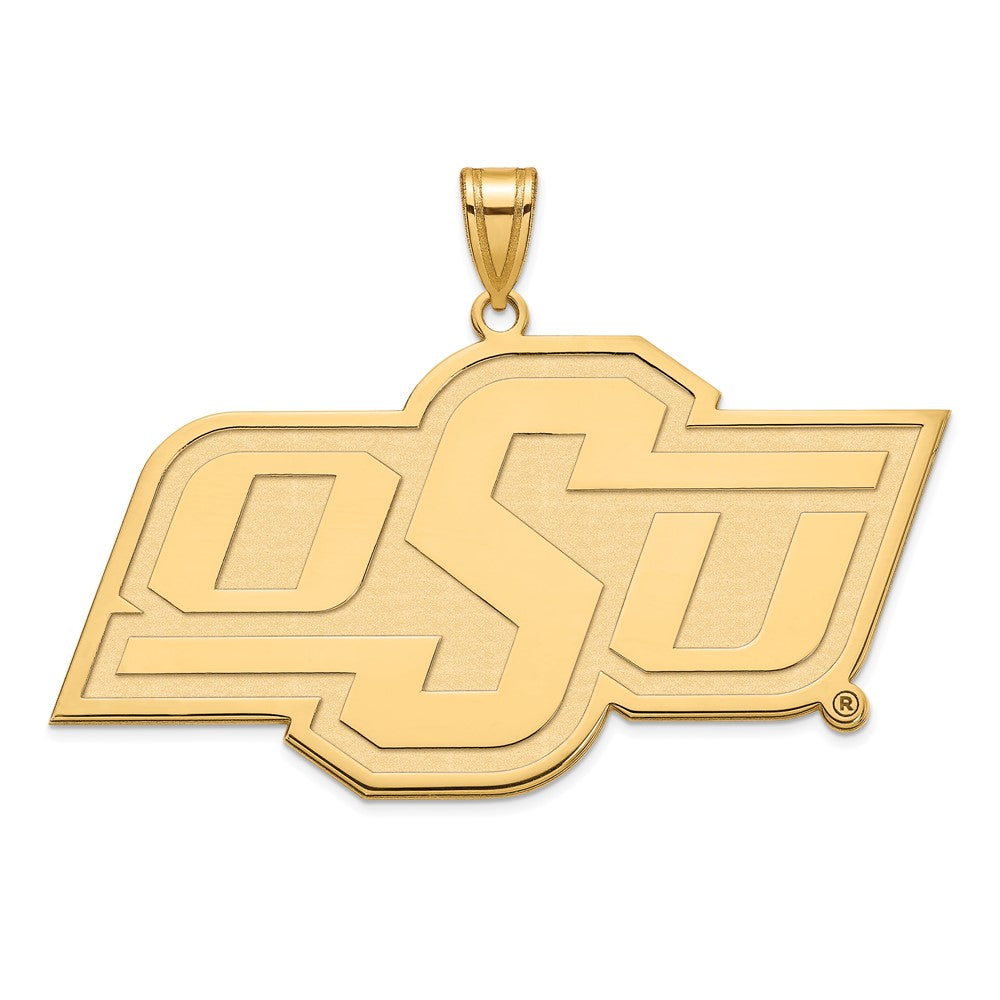 Sterling Silver Gold-plated LogoArt Oklahoma State University O-S-U Extra Large Pendant