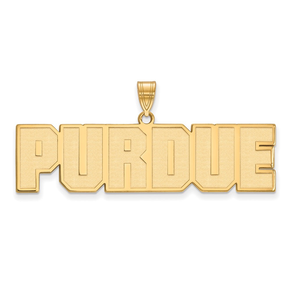 Sterling Silver Gold-plated LogoArt Purdue University Block Type Large Pendant