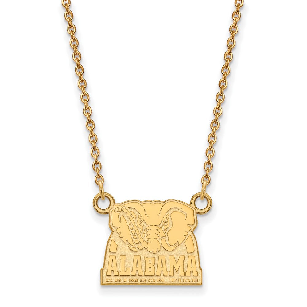 10k Gold LogoArt University of Alabama Elephant Small Pendant 18 inch Necklace