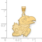 10k Gold LogoArt University of Kansas Jayhawk Large Pendant