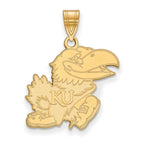 10k Gold LogoArt University of Kansas Jayhawk Large Pendant