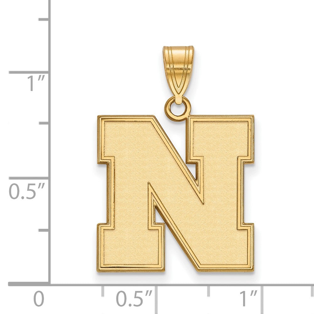 Sterling Silver Gold-plated LogoArt University of Nebraska Letter N Large Pendant