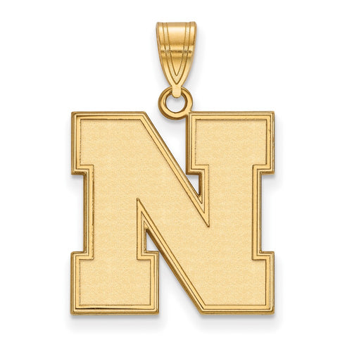 10k Gold LogoArt University of Nebraska Letter N Large Pendant