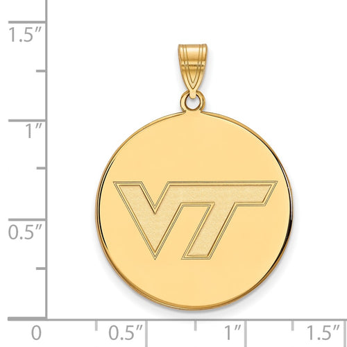 10k Gold LogoArt Virginia Tech V-T Extra Large Disc Pendant