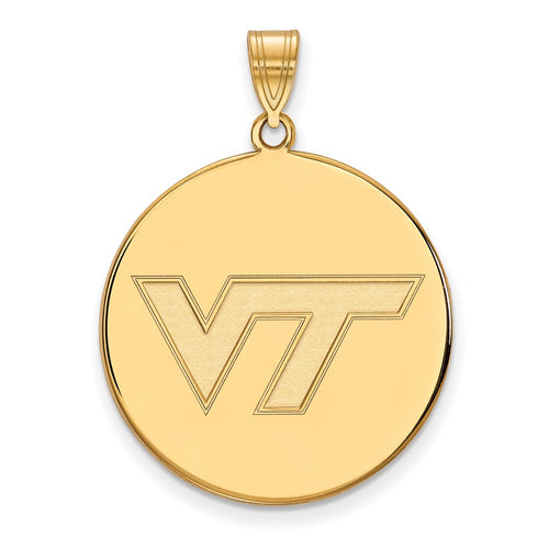 10k Gold LogoArt Virginia Tech V-T Extra Large Disc Pendant