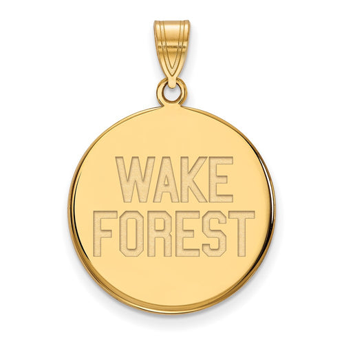 10k Gold LogoArt Wake Forest University W-F Deacon Large Disc Pendant