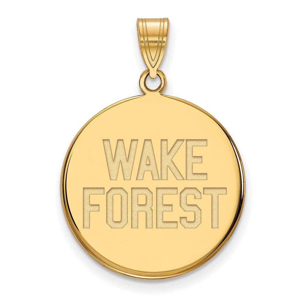 14k Gold LogoArt Wake Forest University W-F Deacon Large Disc Pendant