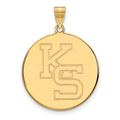 Sterling Silver Gold-plated LogoArt Kansas State University K-S Extra Large Disc Pendant