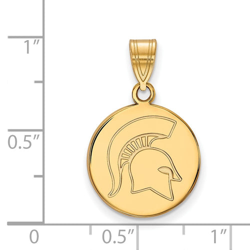 10k Gold LogoArt Michigan State University Spartan Medium Disc Pendant