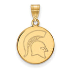 10k Gold LogoArt Michigan State University Spartan Medium Disc Pendant