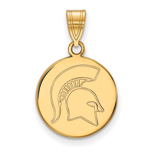 10k Gold LogoArt Michigan State University Spartan Medium Disc Pendant