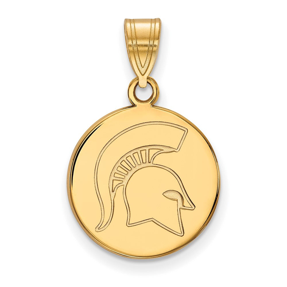 Sterling Silver Gold-plated LogoArt Michigan State University Spartan Medium Disc Pendant