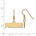 Sterling Silver Gold-plated LogoArt Purdue University Block Type Extra Small Dangle Wire Earrings