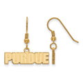 Sterling Silver Gold-plated LogoArt Purdue University Block Type Extra Small Dangle Wire Earrings