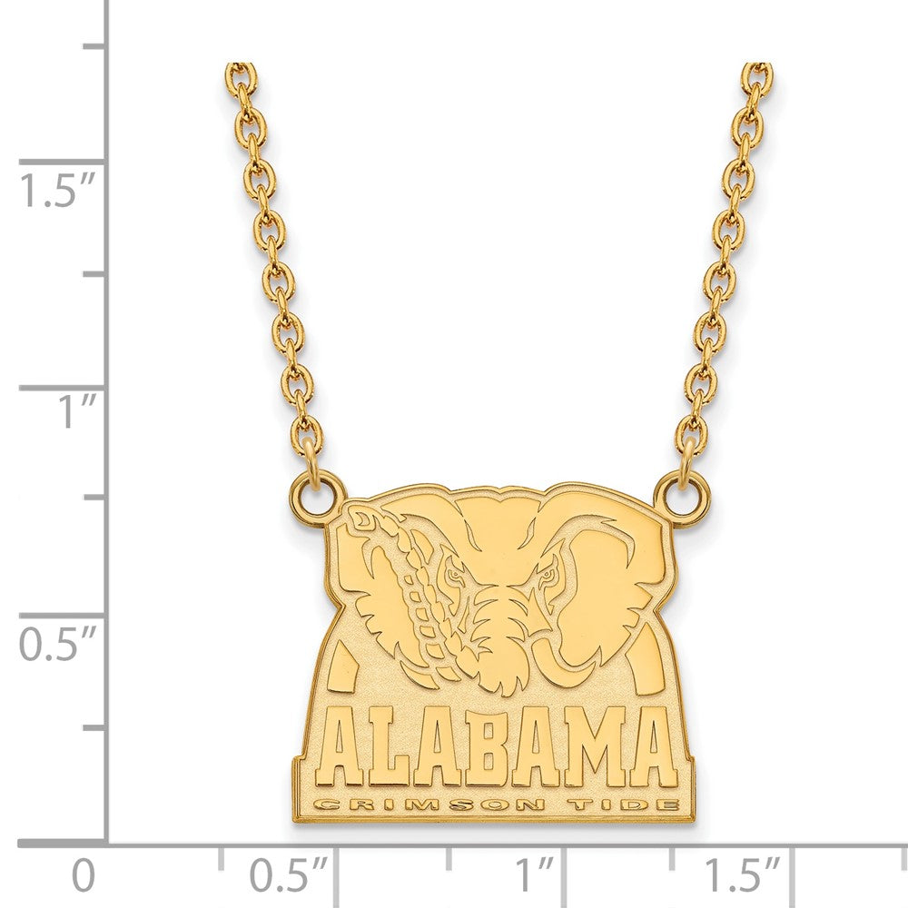 10k Gold LogoArt University of Alabama Elephant Large Pendant 18 inch Necklace
