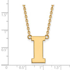 Sterling Silver Gold-plated LogoArt University of Iowa Letter I Large Pendant 18 inch Necklace