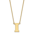 Sterling Silver Gold-plated LogoArt University of Iowa Letter I Large Pendant 18 inch Necklace