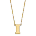 Sterling Silver Gold-plated LogoArt University of Iowa Letter I Large Pendant 18 inch Necklace
