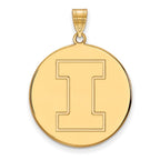 10k Gold LogoArt University of Illinois Letter I Extra Large Disc Pendant